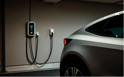 Borne de recharge murale installée dans un garage résidentiel à Bruxelles