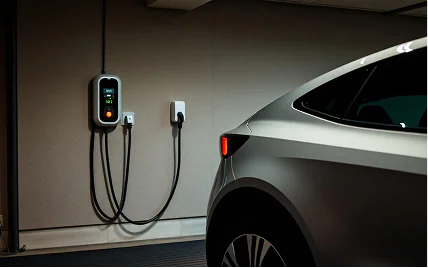 Borne de recharge murale installée dans un garage résidentiel à Bruxelles